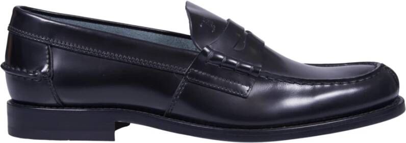 TOD'S Zwarte leren loafers met logodetail Black Heren