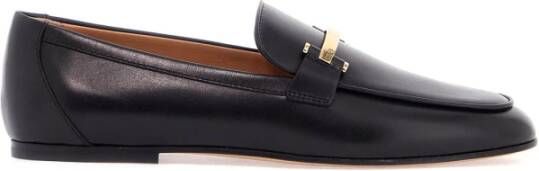 TOD'S Zwarte leren loafers met metalen band Black Dames