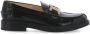 TOD'S Zwarte Leren Loafers met Metalen Kettingdetail Black Dames - Thumbnail 1