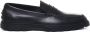 TOD'S Zwarte Leren Loafers Rubberen Zool Italië Black Heren - Thumbnail 1