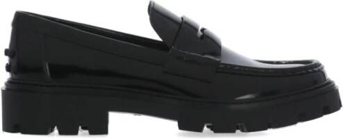 TOD'S Zwarte leren loafers voor dames Black Dames