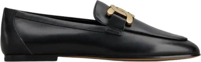 TOD'S Zwarte Leren Mocassin Schoenen Black Dames