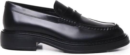 TOD'S Zwarte leren platte schoenen Black Heren