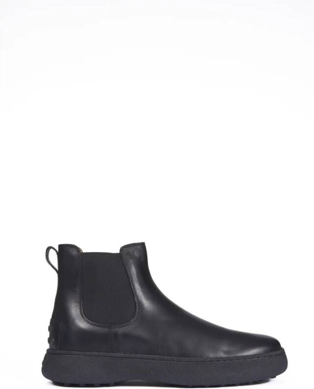 TOD'S Zwarte Leren Platte Schoenen Black Heren