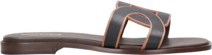 TOD'S Zwarte Leren Slipper met Leren Zool Black Dames