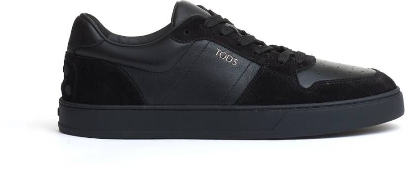 TOD'S Zwarte Leren Sneakers Aw24 Black Heren