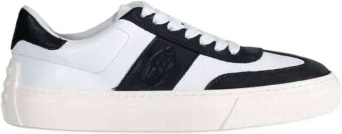 TOD'S Zwarte Leren Sneakers met Suède Details Black Heren