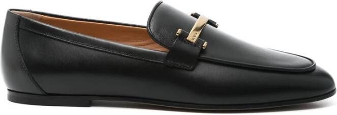 TOD'S Zwarte Leren Stacked Heel Schoenen Black Dames