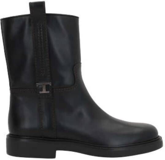 TOD'S Zwarte Leren T Timeless Laarzen Black Dames