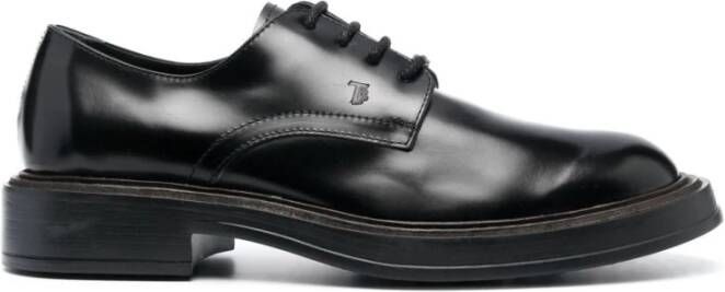 TOD'S Zwarte Leren Veterschoenen Black Heren