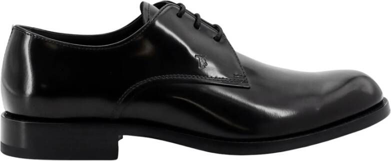 TOD'S Zwarte Leren Veterschoenen Black Heren