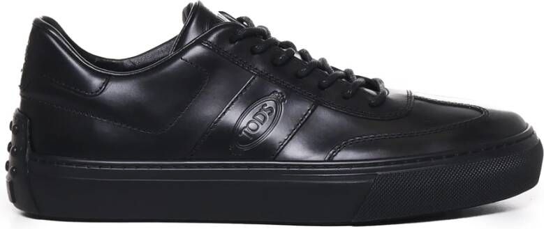 TOD'S Zwarte Leren Vetersneakers Black Heren