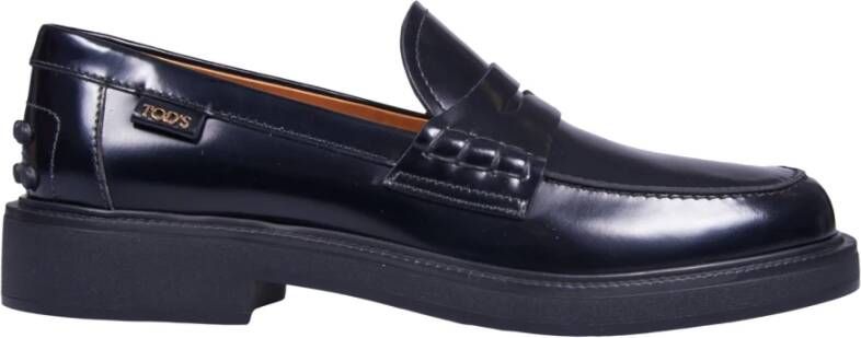 TOD'S Zwarte Loafer Mocassin met Zichtbare Stiksels Black Dames