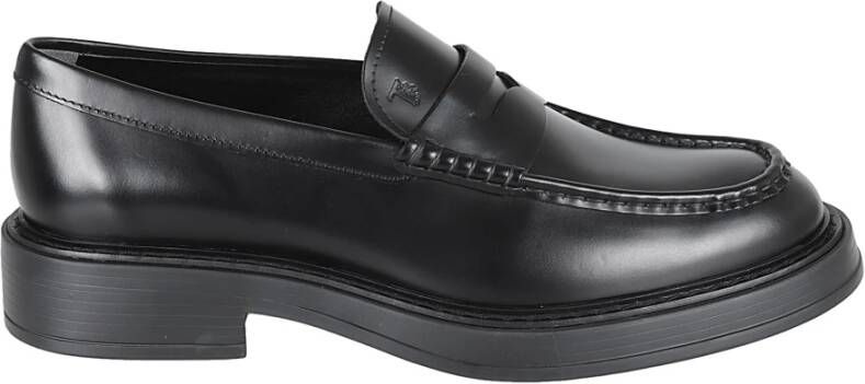 TOD'S Zwarte Loafer Schoenen met Debossed Logo Black Heren