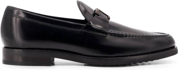 TOD'S Zwarte Loafer Schoenen met Gestikte Profielen Black Heren