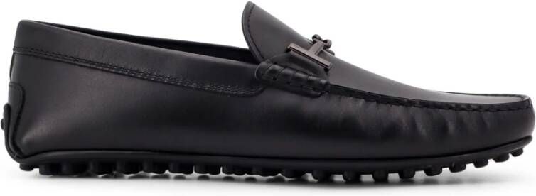 TOD'S Zwarte Loafer Schoenen met Gestikte Profielen Black Heren