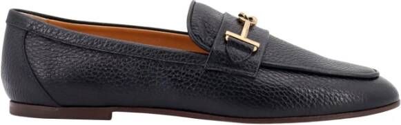 TOD'S Zwarte Loafer Schoenen met T-Ring Detail Black Dames