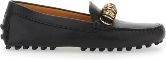 TOD'S Zwarte Loafers met Ringdetail Black Dames