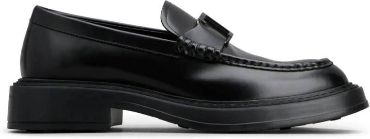 TOD'S Zwarte Loafers met T Timeless Accessoire Black Heren