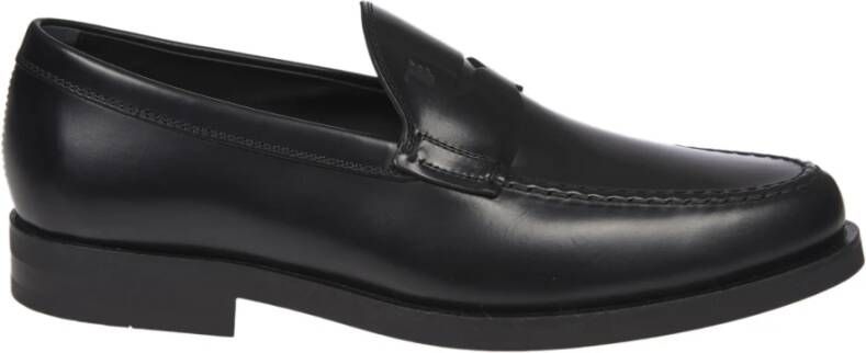 TOD'S Zwarte Mocassin Ready Logo Leer Rubberen Zool Black Heren