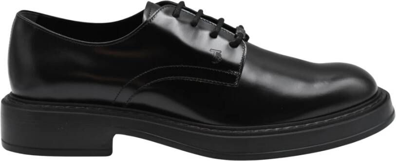 TOD'S Zwarte platte Derby schoenen Logo Passal Black Heren