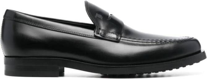 TOD'S Zwarte platte leren schoenen Black Heren