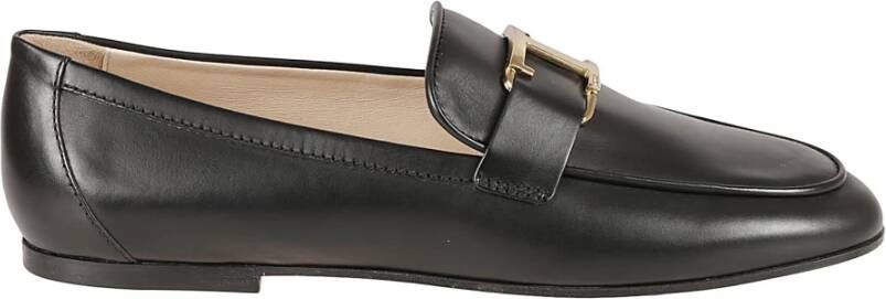 TOD'S Zwarte platte mocassinschoenen Black Dames