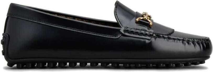 TOD'S Zwarte platte schoenen met franjes Black Dames