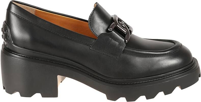 TOD'S Zwarte platte schoenen met kettingdetail Black Dames