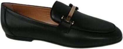 TOD'S Zwarte platte schoenen met leren details Black Dames