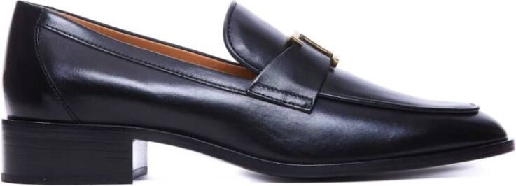 TOD'S Zwarte platte schoenen met logoplaquette Black Dames