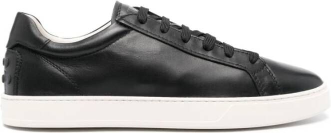 TOD'S Platte schoenen met korrelige textuur en panelen Black Heren