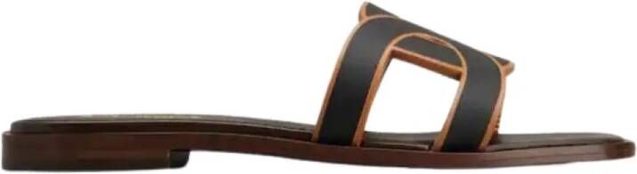 TOD'S Bruine Sandalen met Uitgesneden Logo Brown Dames