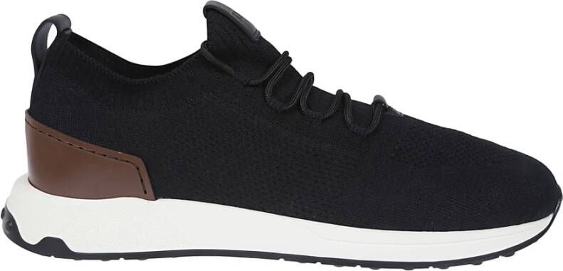 TOD'S Zwarte Slip-On Sneakers met Leren Detail Black Heren