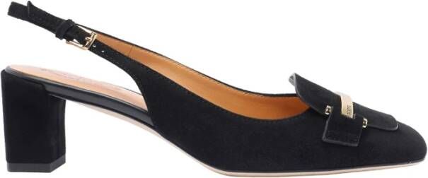 TOD'S Zwarte Suède Hak Slingback Sandaal Black Dames