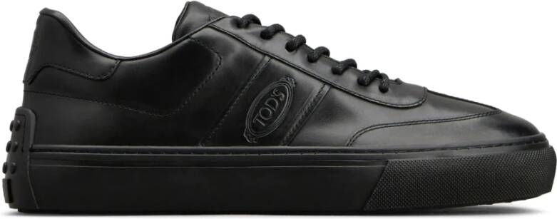 TOD'S Zwarte Vintage Leren Sneakers Black Heren