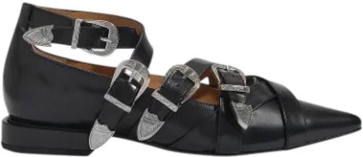 Toga Pulla Leather flats Black Dames