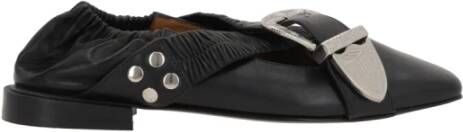 Toga Pulla Zwarte leren balletflats Black Dames