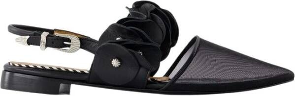 Toga Pulla Zwarte Leren Slingbacks Puntige Neus Black Dames