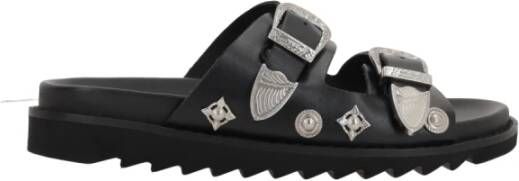 Toga Pulla Zwarte Studs Platte Sandalen Black Dames