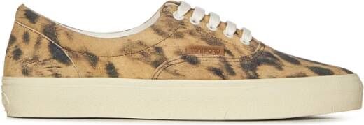 Tom Ford Beige Sneakers met Luipaardprint Beige Heren