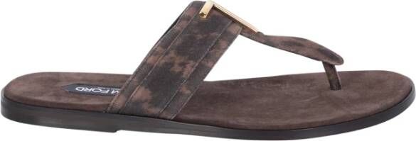 Tom Ford Blauwe Leren Sandalen T-bar Tie-dye Brown Heren