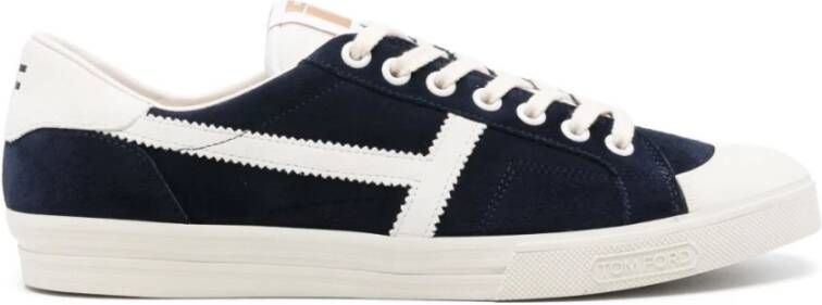 Tom Ford Blauwe Sneakers met Vetersluiting Blauw Heren