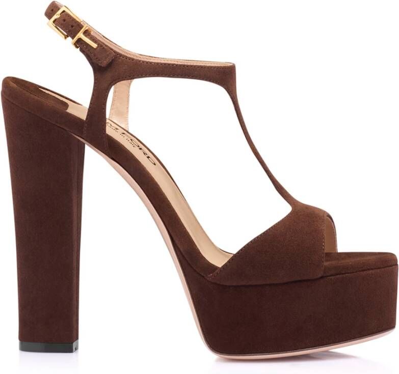 Tom Ford Bruine Suède Gesp Sandalen Brown Dames