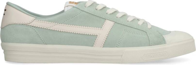 Tom Ford Contrasterende Leren Sneakers Green Heren