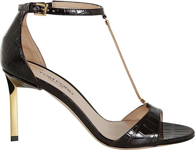 Tom Ford Espresso Mid Heel Sandalen Black Dames