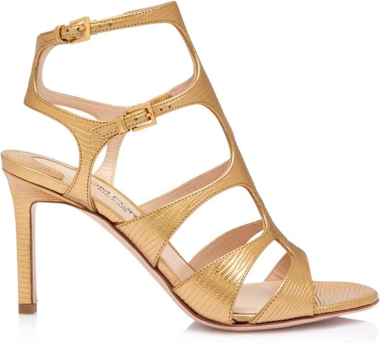 Tom Ford Gouden Hagedisprint Stiletto Sandalen Yellow Dames