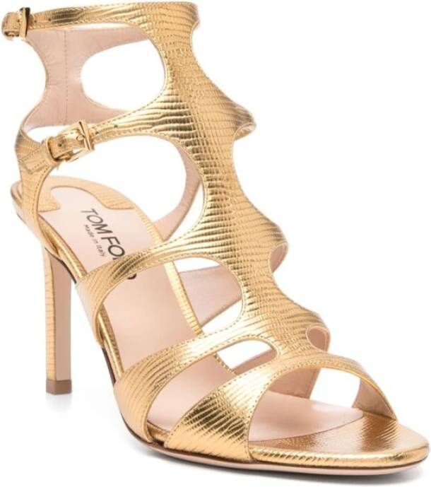 Tom Ford Goudkleurige Gesp Stiletto Hak Schoenen Yellow Dames