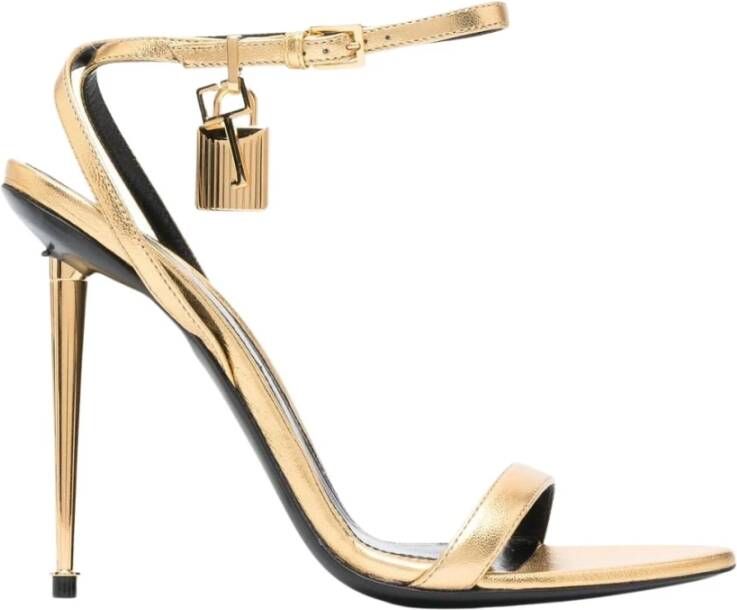 Tom Ford Gouden Verstelbare Hoge Hak Sandalen Yellow Dames