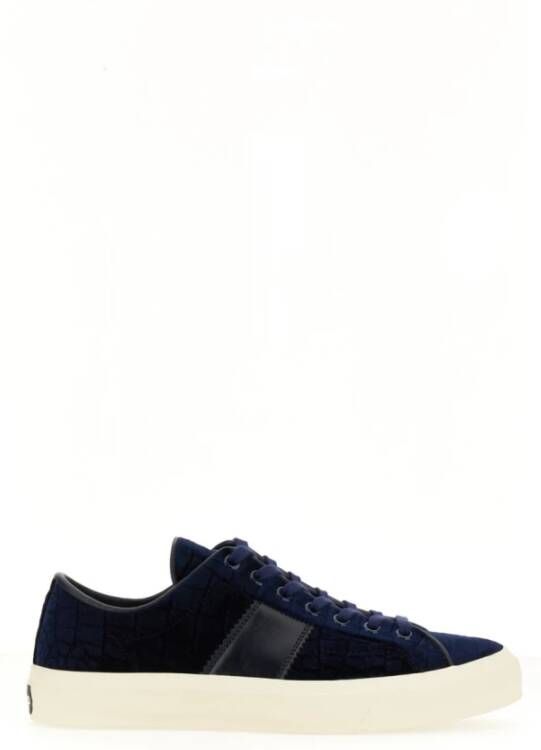 Tom Ford Italiaans Gemaakte Sneaker met Unieke Materialen Blue Heren